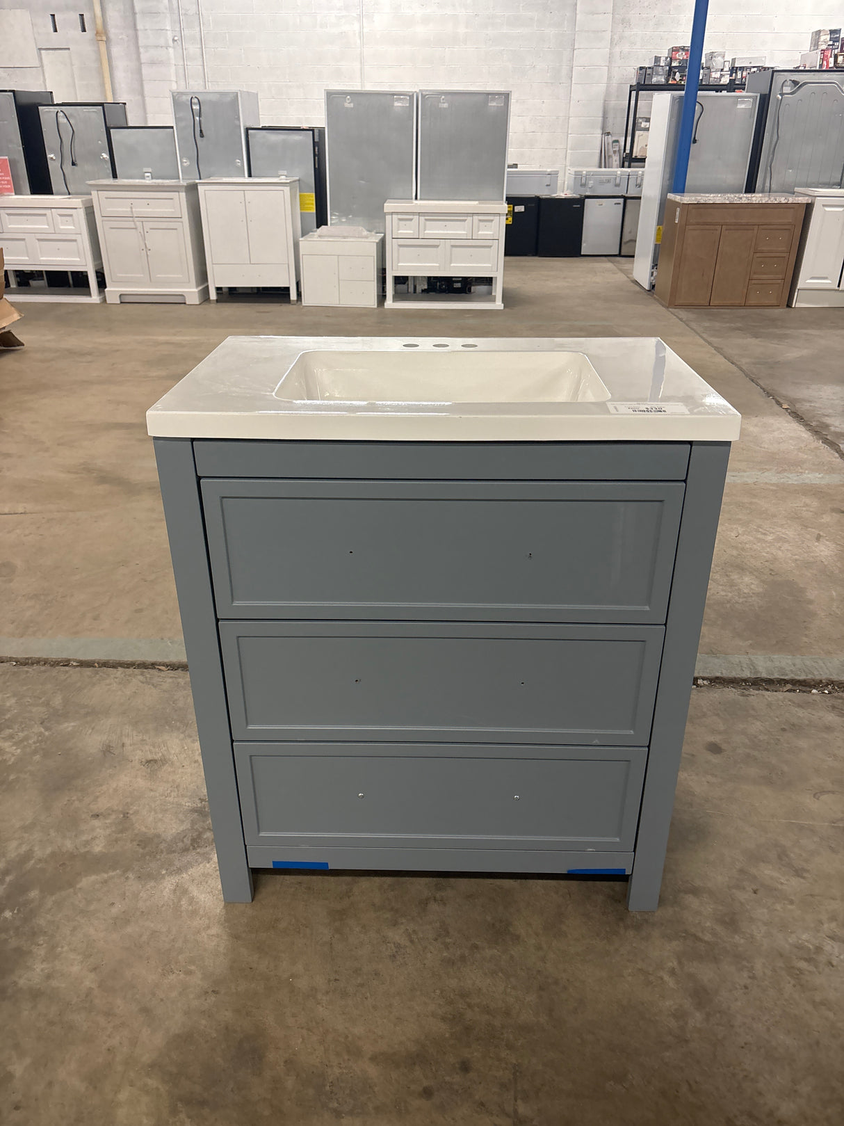 Hailey 31 in. Single Sink Laguna Blue Bath Vanity with White Cultured Marble Top (Assembled)