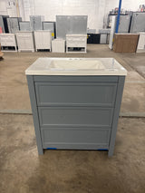 Hailey 31 in. Single Sink Laguna Blue Bath Vanity with White Cultured Marble Top (Assembled)