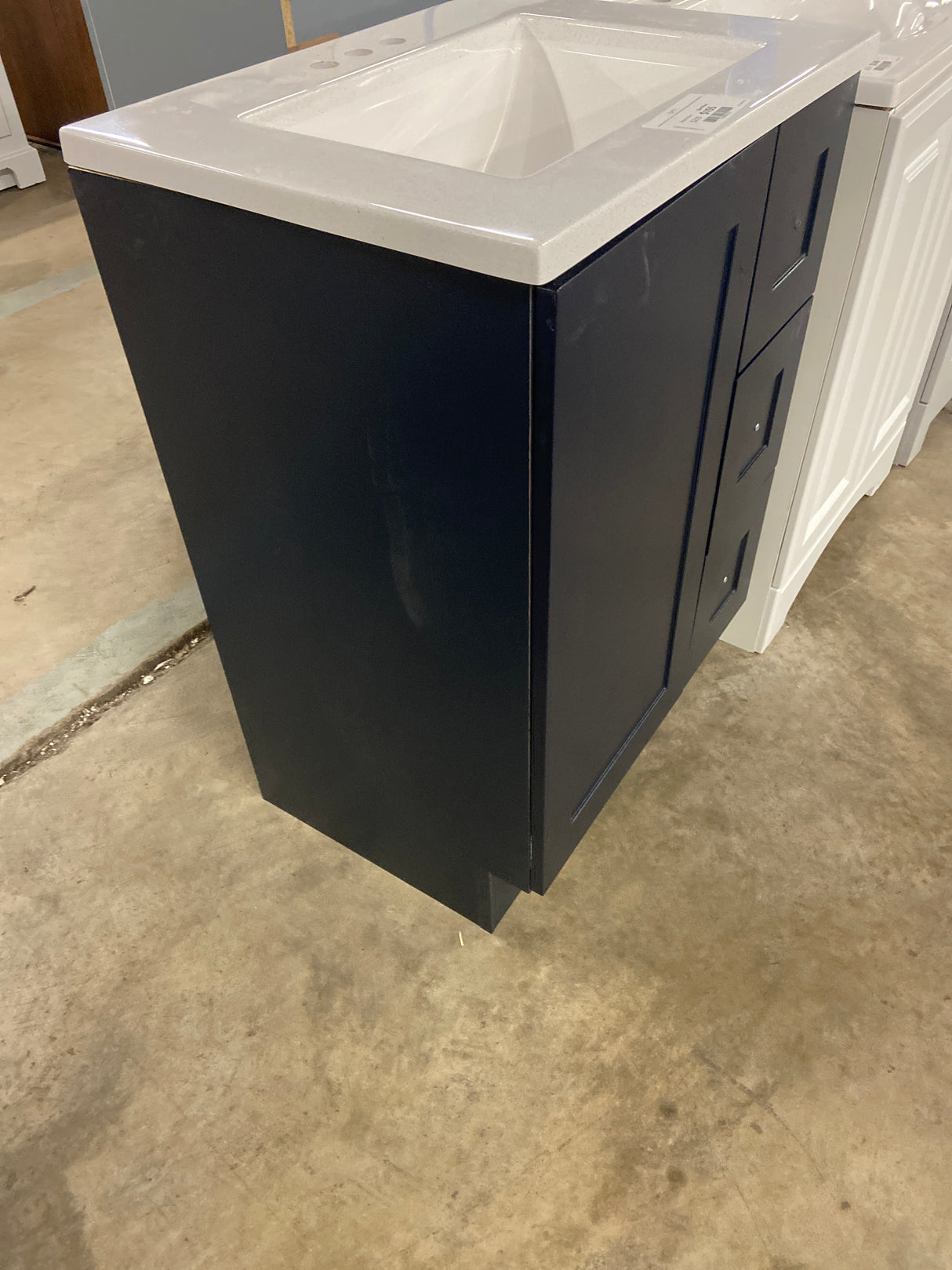 Bannister 25 in. W x 19 in. D x 35 in. H Single Sink Bath Vanity in Deep Blue with White Cultured Marble Top