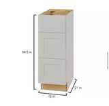 Avondale Shaker Dove Gray Quick Assemble Plywood 12 in Vanity Drawer Base Cabinet (12 in W x 21 in D x 34.5 in H)