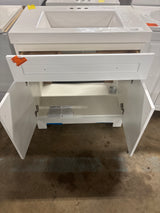 Everdean 31 in. W x 19 in. D x 34 in. H Single Sink Freestanding Bath Vanity in White with White Cultured Marble Top