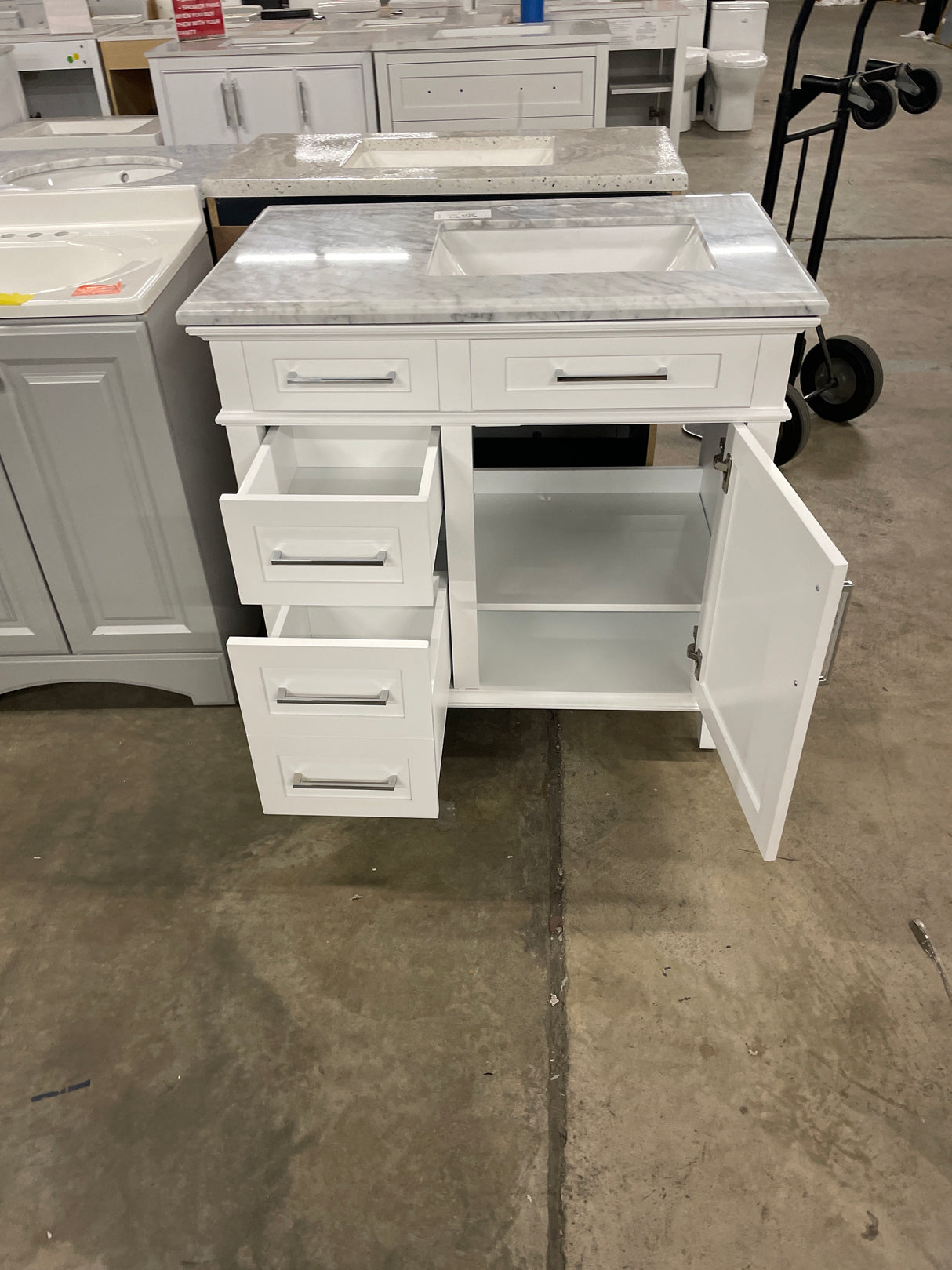 Sonoma 36 in. W x 22 in. D x 34 in. H Bath Vanity in White with White Carrara Marble Top