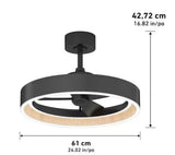 Alton 24 in. Indoor Black and Wood 8 Steps CCT 18.7 in. Integrated LED Ceiling Fan with Remote Included
