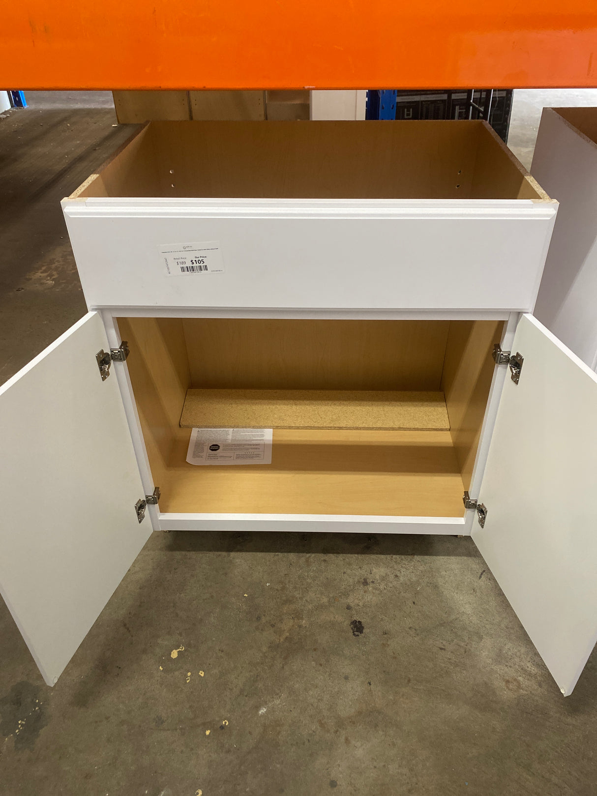 Hampton 30 in. W x 21 in. D x 34.5 in. H Assembled Bath Base Cabinet in Satin White without Shelf