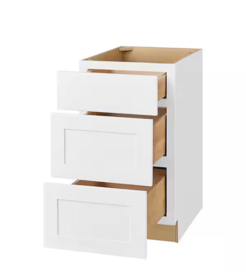 Avondale Shaker Alpine White Quick Assemble Plywood 18 in Drawer Base Kitchen Cabinet (18 in W x 24 in D x 34.5 in H)