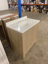 Oakley 31 in. Single Sink Beige Oak Bath Vanity with White Cultured Marble Top (Assembled)