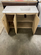 Cindybella 48 in. Single Sink Natural Bath Vanity with White Marble Top