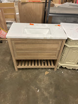 Autumn 36 in. W x 19 in. D x 34.5 in. H Single Sink Bath Vanity in Weathered Tan with White Engineered Stone Top