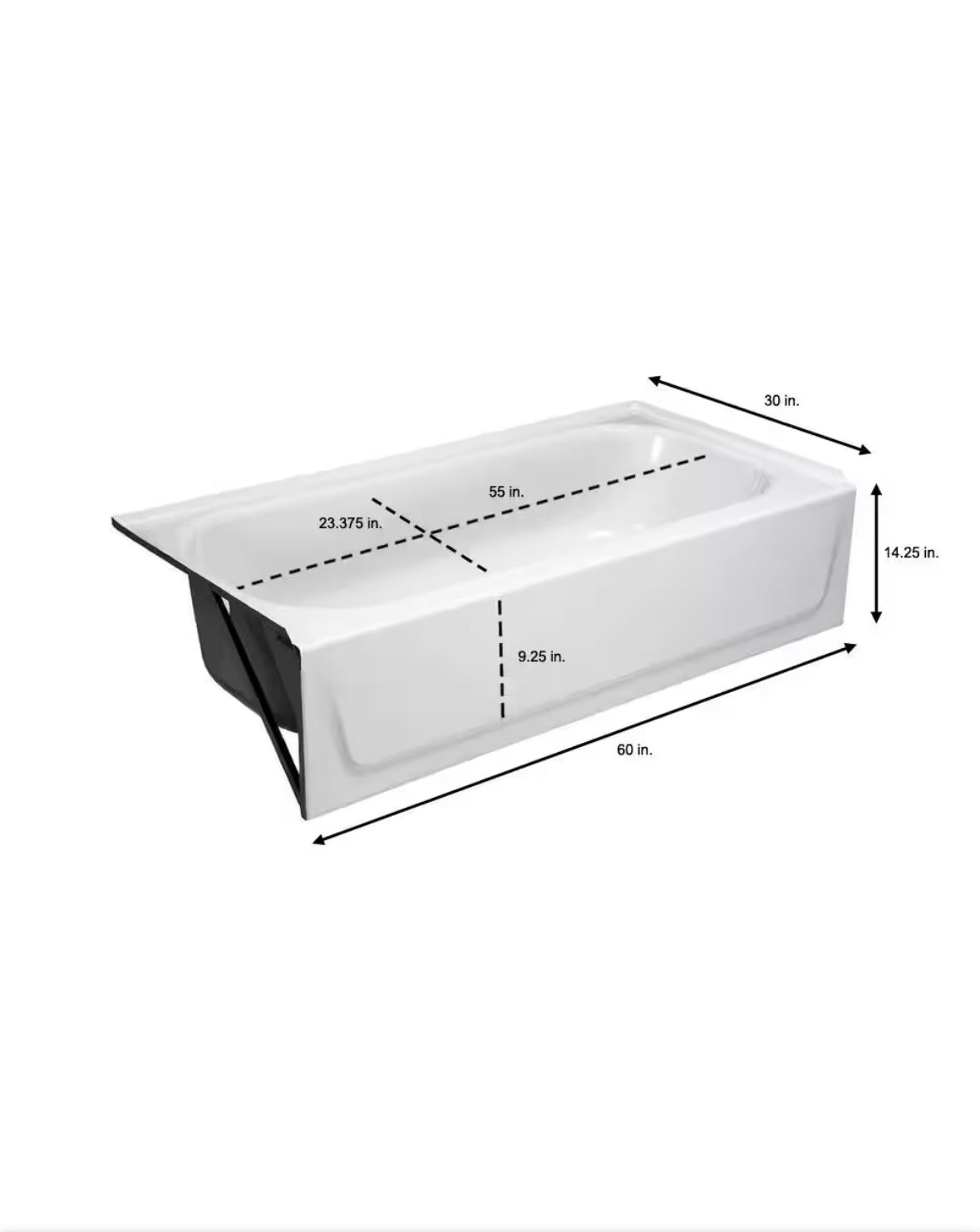 Aloha 60 in. x 30 in. Soaking Bathtub with Left Drain in White