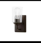 Evangeline 4.5 in. 1-Light Modern Bronze Indoor Wall Farmhouse Sconce with Clear Seeded Glass Shade