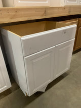 Hampton 30 in. W x 24 in. D x 34.5 in. H Assembled Sink Base Kitchen Cabinet in Satin White