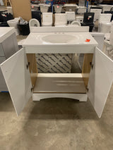 31 in. W x 19 in. D x 35 in. H Single Sink Freestanding Bath Vanity in White with White Cultured Marble Top