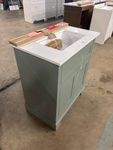 Doveton 30 in. Single Sink Sage Green Bath Vanity with White Engineered Stone Top (Assembled)
