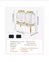 2 Pack 2 Gal. Beverage Dispenser for Parties, Glass with Metal Stand, Stainless Spigot, Infuser, Iced Tea, Lemonade