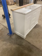 Doveton 48 in. W x 19 in. D x 34 in. H Single Sink Bath Vanity in White with White Engineered Marble Top