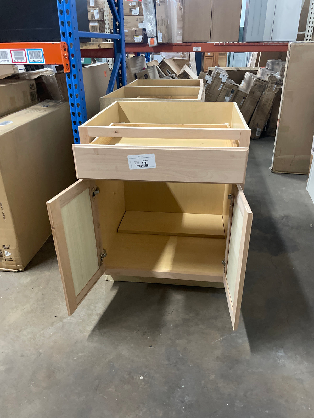 27 in. W x 24 in. D x 34.5 in. H Assembled Base Kitchen Cabinet in Unfinished with Recessed Panel