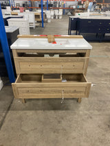 Autumn 36 in. W x 19 in. D x 34.5 in. H Single Sink Bath Vanity in Weathered Tan with White Engineered Stone Top