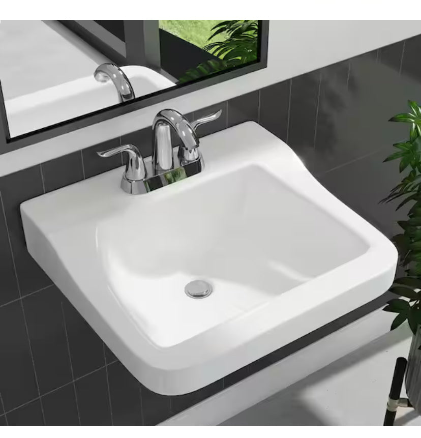 Aragon 19 in. Rectangular Vitreous China Bathroom Sink in White