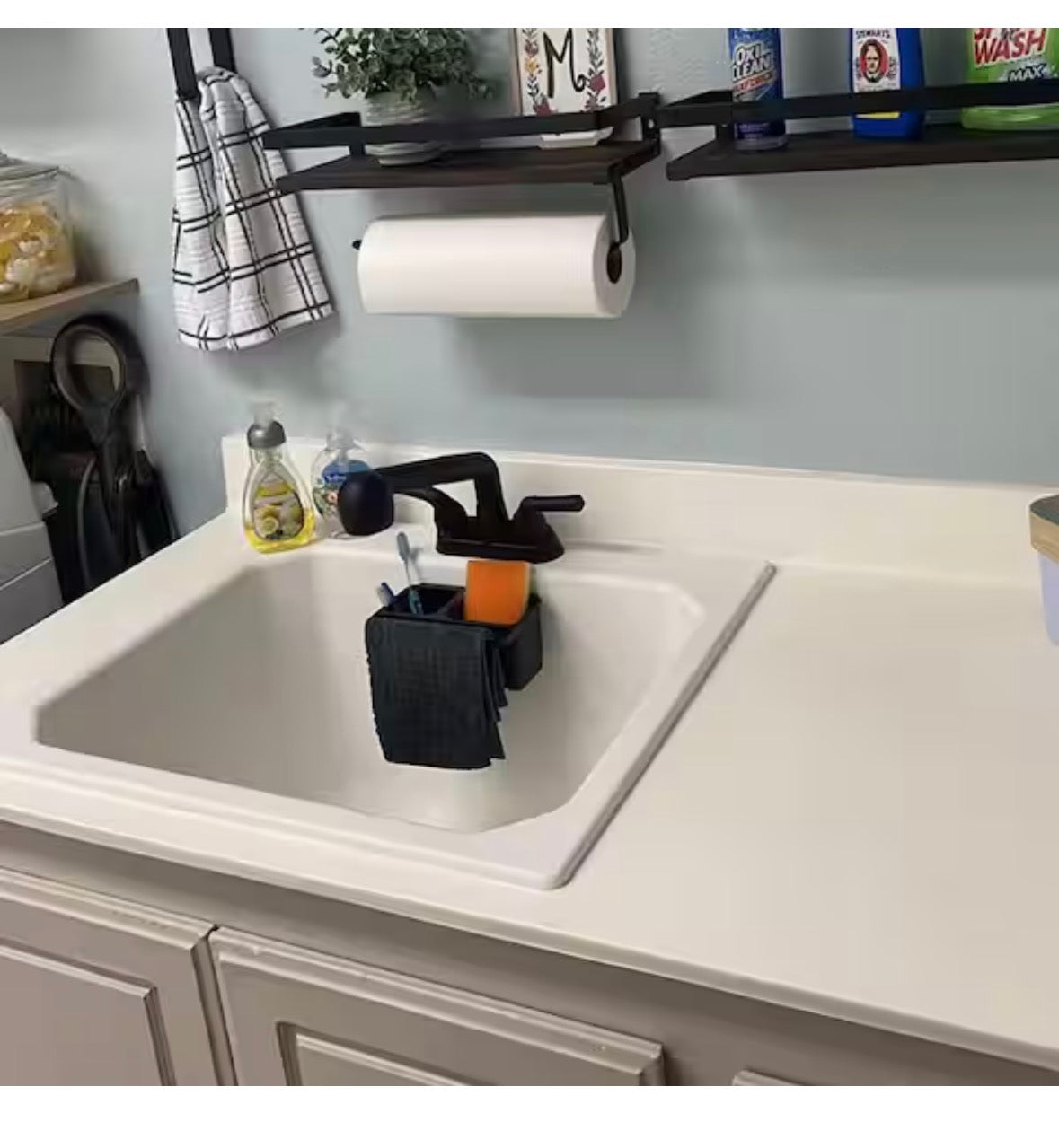 8 in. H x 10.1 in. W x 9.8 in. D Matte Black Utility Sink Faucet, Laundry Room Faucet with Pull Out Sprayer