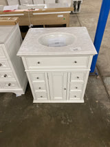 Hampton Harbor 28 in. W x 22 in. D Bath Vanity in White with Natural Marble Vanity Top in White