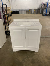 31 in. W x 19 in. D x 35 in. H Single Sink Freestanding Bath Vanity in White with White Cultured Marble Top
