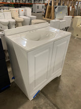 31 in. W x 19 in. D x 35 in. H Single Sink Freestanding Bath Vanity in White with White Cultured Marble Top