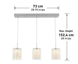 Crystal Cube 13-Watt 3 Light Chrome Modern Integrated LED Pendant Light Fixture for Dining Room or Kitchen