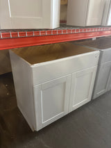 Shaker 36 in. W x 24 in. D x 34.5 in. H Assembled Sink Base Cabinet in Satin White