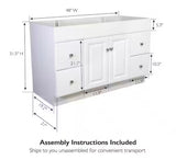 Wyndham 48 in. 2-Door 4-Drawer Bath Vanity Cabinet Only in Semi-Gloss White (Ready to Assemble)