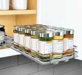 6-1/4 in. Wide Silver Chrome Slide Out Spice Rack Pull Out Cabinet Organizer