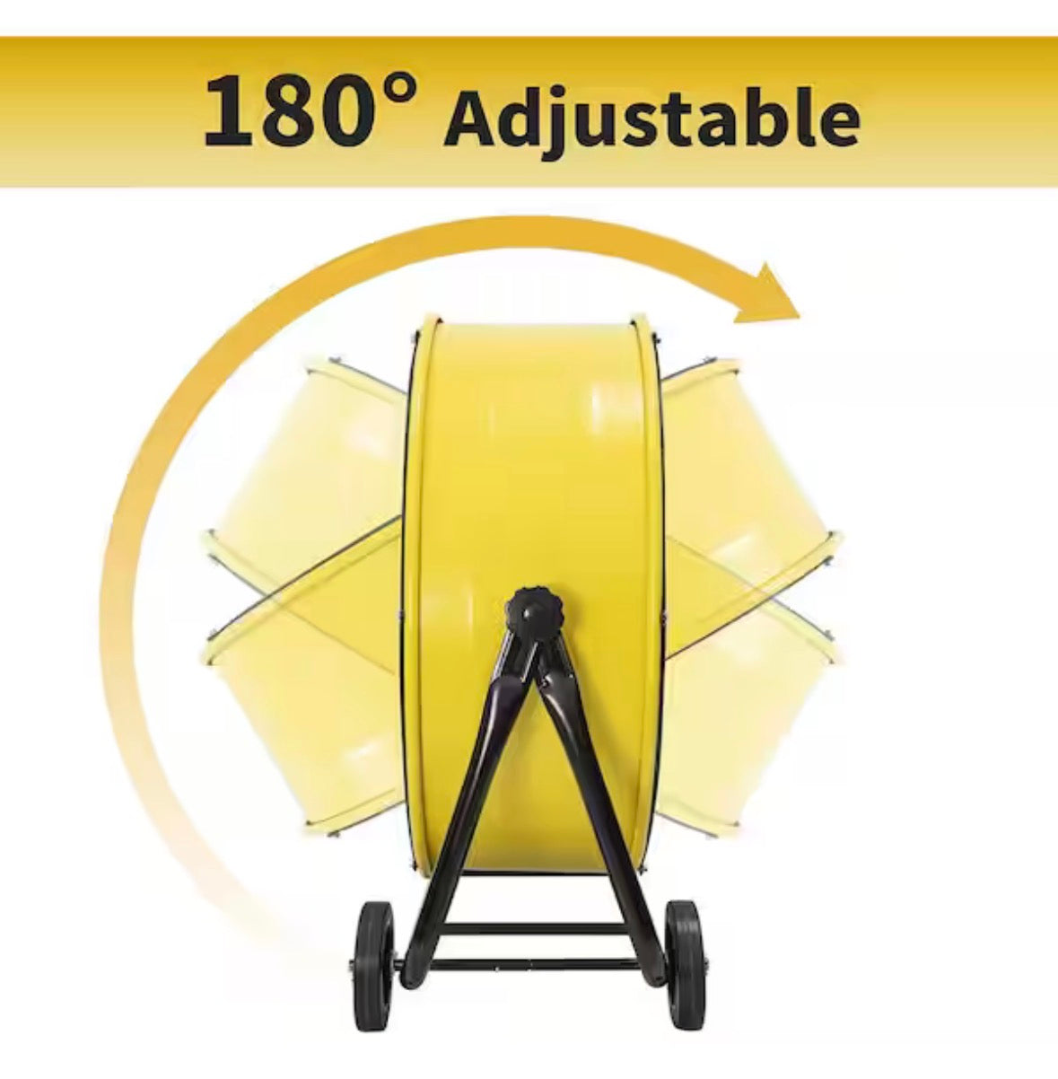24 in. BLDC Drive Drum Fan in Yellow with Solid Wheels, Tough Handle, Variable Speed Control, Low Noise, UL Listed