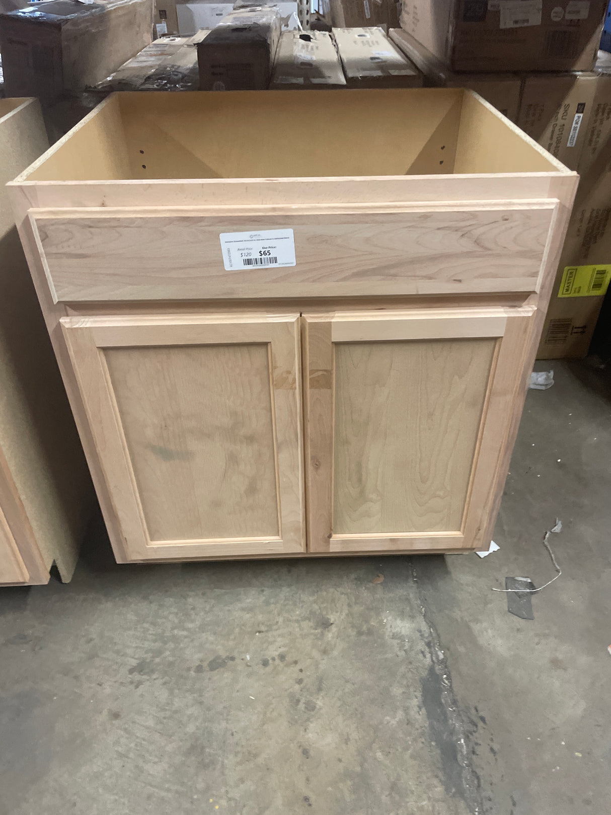 Hampton Assembled 30x34.5x24 in. Sink Base Cabinet in Unfinished Beech