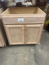 Hampton Assembled 30x34.5x24 in. Sink Base Cabinet in Unfinished Beech