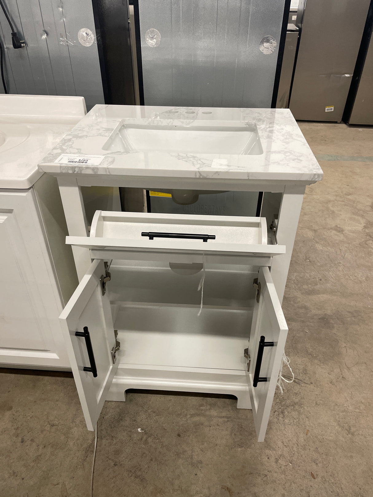 Doveton 24 in. W x 19 in. D x 34 in. H Single Sink Bath Vanity in White with White Engineered Marble Top