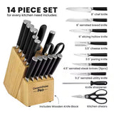 Nutri Blade Pro 14-Piece Stainless Steel Premium Chef Knife Set with Knife Block in Black