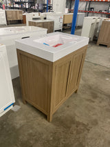 Cargrove 30 in. Single Sink Oak Bath Vanity with White Resin Composite Top (Assembled)