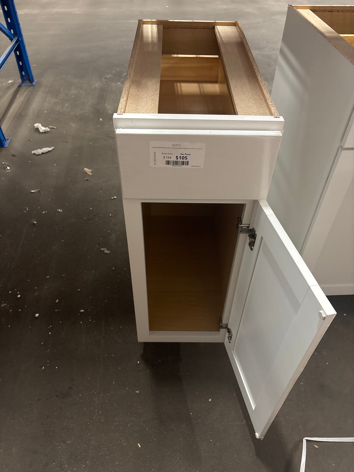 Westfield Feather White Shaker Stock Assembled Base Kitchen Cabinet (12 in. W x 23.75 in. D x 35 in. H)