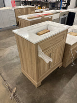 Doveton 30 in. W x 19 in. D x 34.50 in. H Freestanding Vanity in Weathered Tan with White Engineered Stone Top