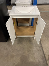 Everdean 25 in. W x 19 in. D x 34 in. H Single Sink Freestanding Bath Vanity in White with White Cultured Marble Top