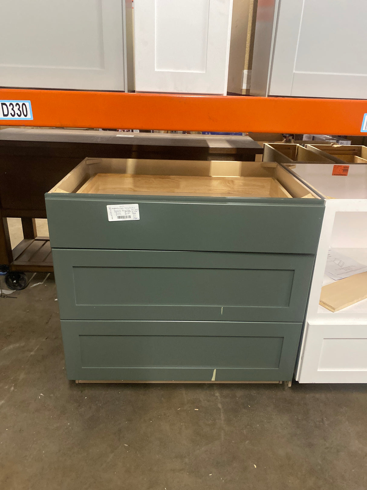 Avondale 36 in. W x 24 in. D x 34.5 in. H Ready to Assemble Plywood Shaker Drawer Base Kitchen Cabinet in Fern Green