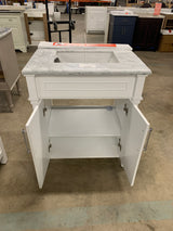 Aberdeen 30 in. W x 22 in. D x 34 in. H Single Sink Bath Vanity in White with Carrara Marble Top
