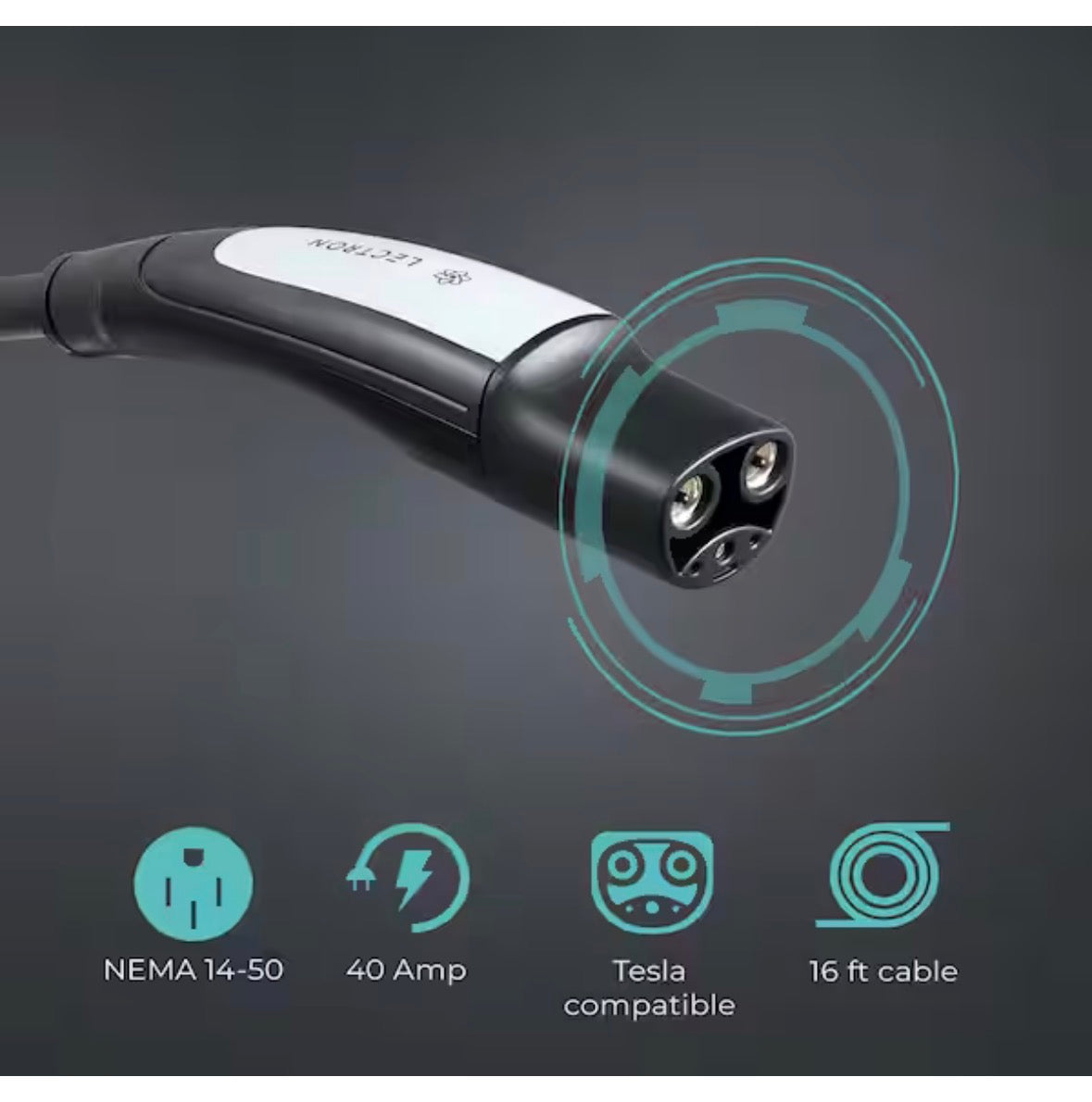 Level 2 Tesla Charger-240V, 40 Amp, NEMA 14-50 Plug, 16 ft. Extension Cord-Portable Electric Car Charger for Tesla