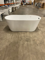 59 in. x 27.6 in. Soaking Bathtub with Side Drain in White/Matte Black