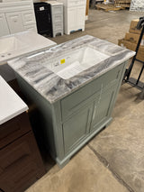 Doveton 30 in. Single Sink Sage Green Bath Vanity with White Engineered Stone Top (Comes with 1 Free Toilet or Mirror Valued Up to $100)