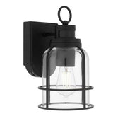 Camberly 12.13 in. Matte Black Motion Sensing Dusk to Dawn Outdoor Hardwired Wall Lantern Sconce with Clear Glass Shade