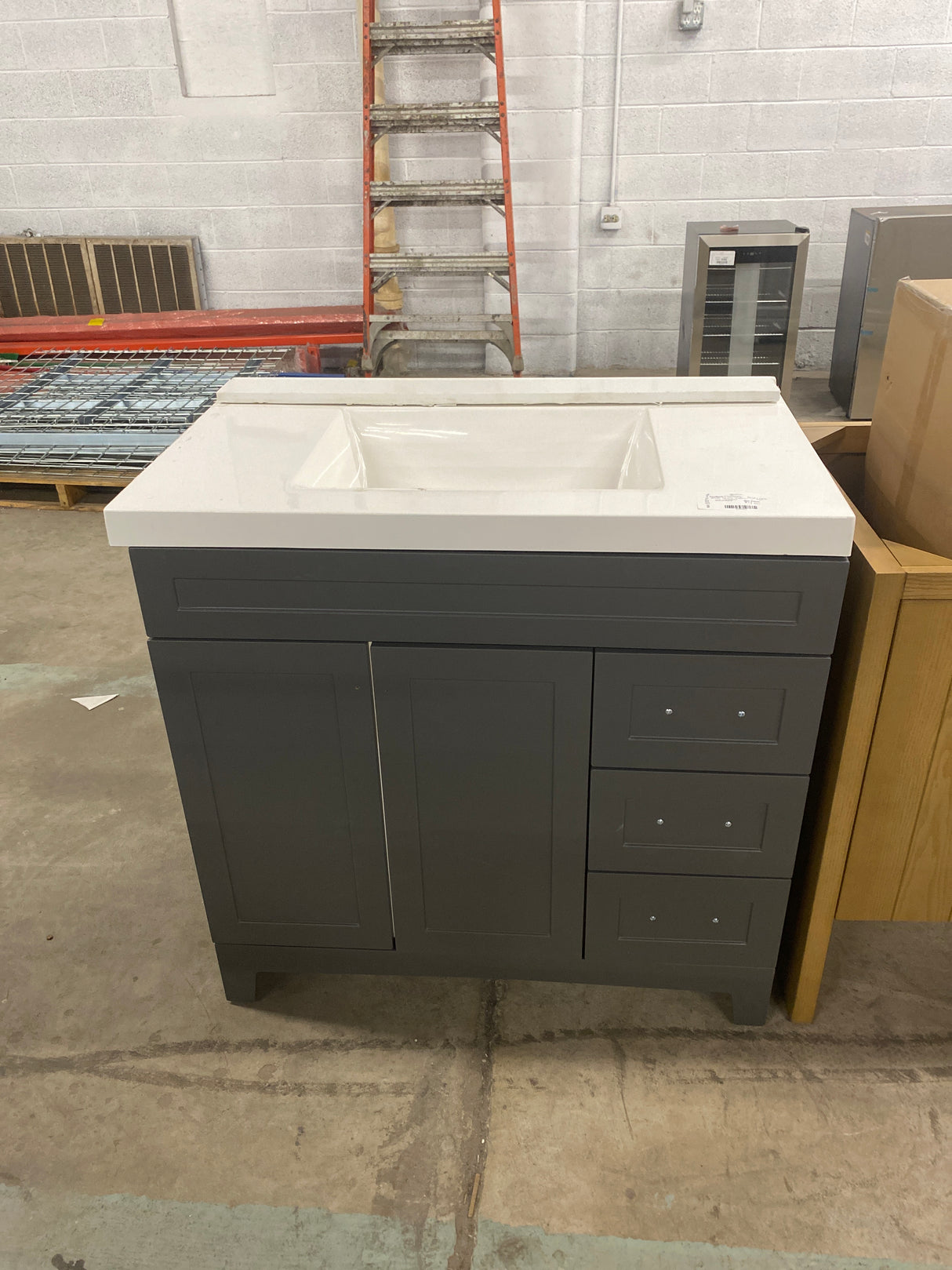 Thornbriar 36 in. W x 22 in. D x 34 in. H Bath Vanity Cabinet with Top in Cement