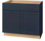 Avondale 36 in. W x 24 in. D x 34.5 in. H Ready to Assemble Plywood Shaker Base Kitchen Cabinet in Ink Blue