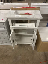 Doveton 24 in. W x 19 in. D x 34 in. H Single Sink Bath Vanity in White with White Engineered Marble Top