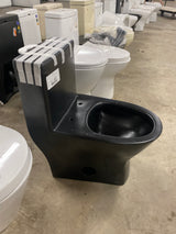 Sublime II 1-Piece 1.1/1.6 GPF Toilet Dual Flush Round Toilet in Matte Black Seat Included