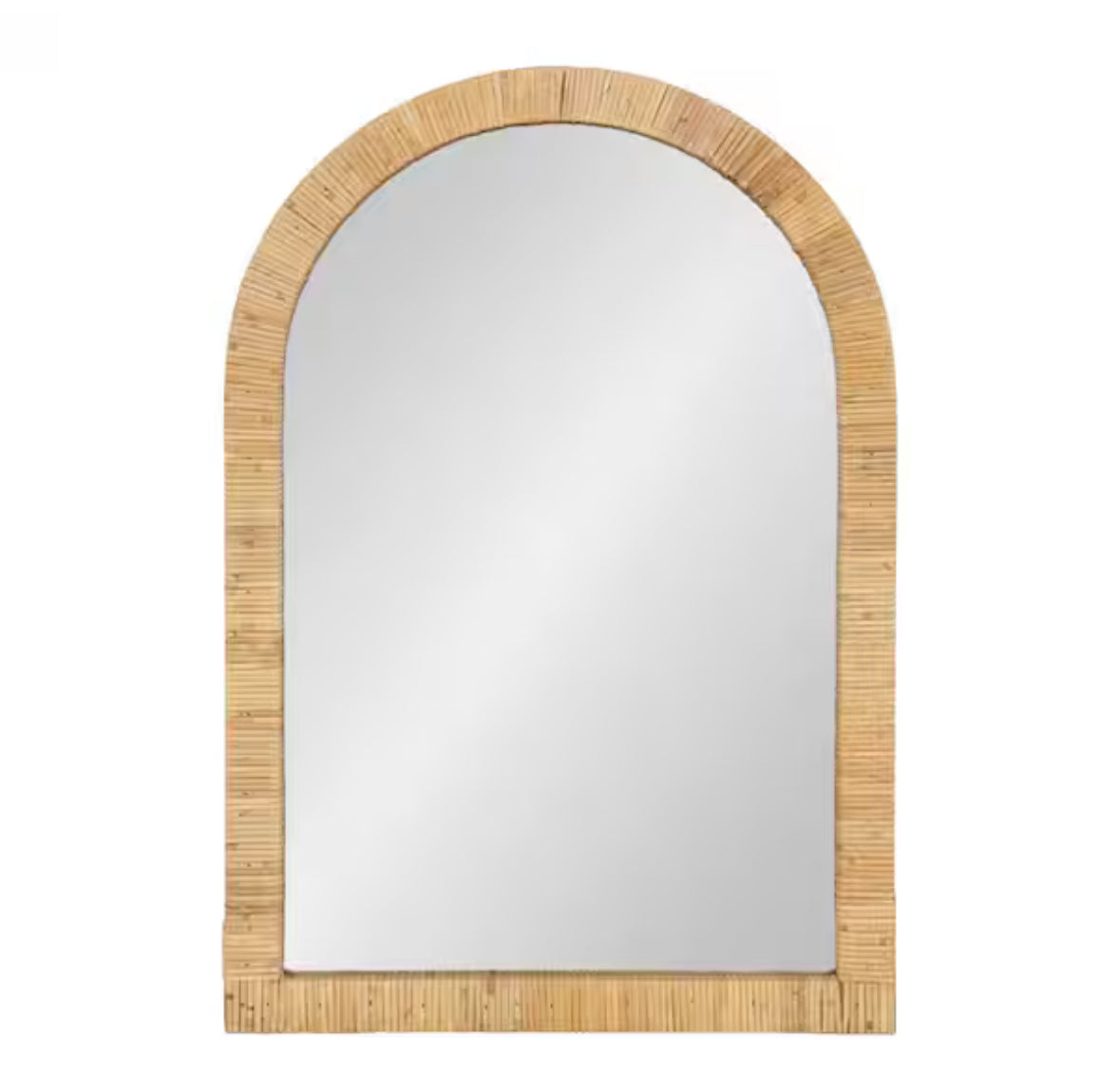 Rahfy 20.00 in. W x 30.00 in. H Arch MDF Natural Framed Bohemian Wall Mirror